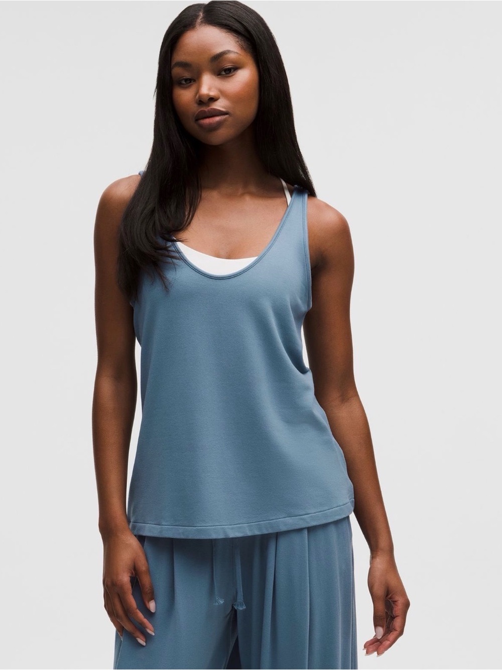 Lululemon BeCalm V-Neck Tank Steel Blue XS NWT Modal French Terry